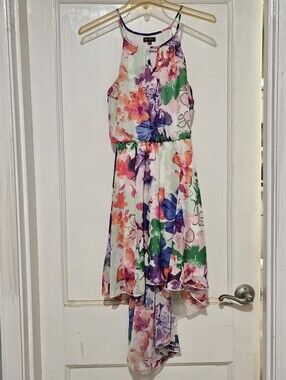 Lily Rose Floral High-Low Halter Dress | Keyhole Neckline | Size Small
